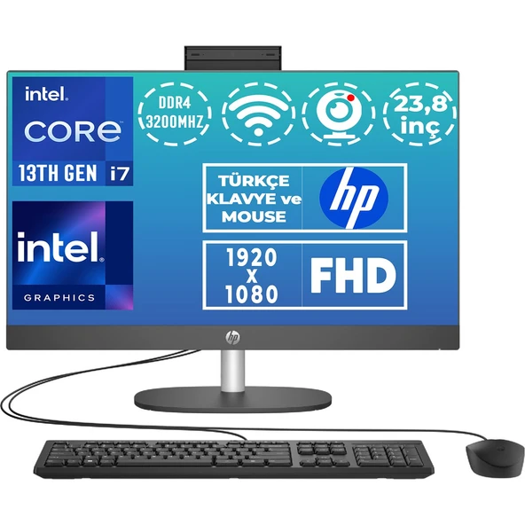 Proone 240 G10 Intel Core I7-1355U 16GB 512GB SSD Freedos 23.8" Fhd All In One Bilgisayar 8T2W8ES 001 ürün görseli 1