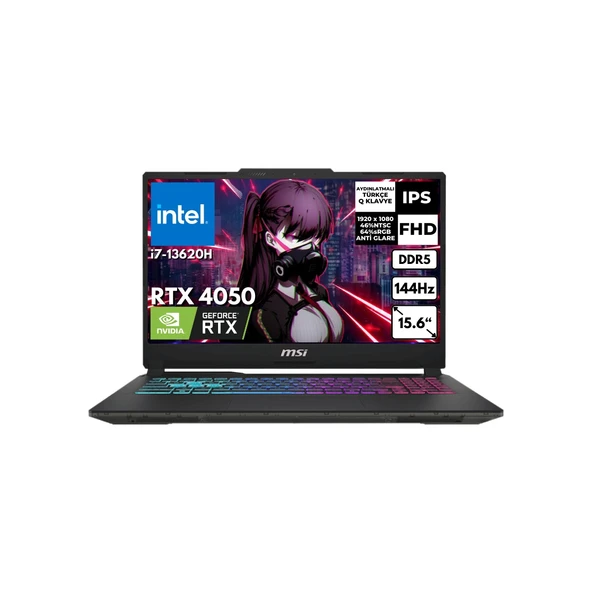 Msı Cyborg 15 I7-13620H 16 GB 1 Tbssd 6gb RTX4050 15.6" Fhd 144Hz Freedos Gaming Notebook A13VE-1479XTR Bt2 ürün görseli 1