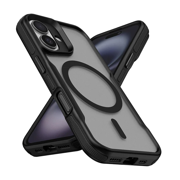 iPhone 16 Kılıf Magsafe Şarj Özellikli Renkli Kenar Airbag Şeritli Lüx Kapak ürün görseli 1