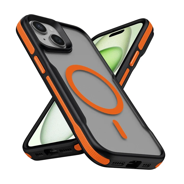 iPhone 15 Pro Max Kılıf Magsafe Şarj Özellikli Renkli Kenar Airbag Şeritli Lüx Kapak ürün görseli 1