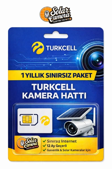 Turkcell Kamera Hattı  1 Yıllık Sınırsız Paket , Solar Kameraları İçin Tak Kullan Hazır Aktif SIM ürün görseli 1