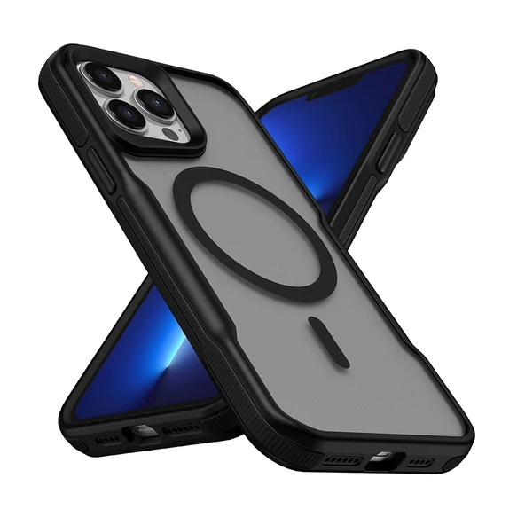 iPhone 13 Pro Kılıf Magsafe Şarj Özellikli Renkli Kenar Airbag Şeritli Lüx Kapak ürün görseli 1