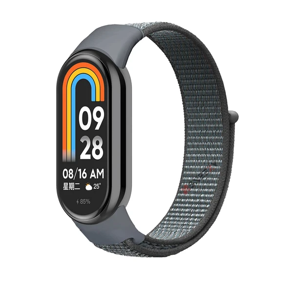 Xiaomi Mi Band 9 İle Uyumlu Hasır Nylon Akıllı Bileklik Kordon - Saat Kordonu  Koyu Gri ürün görseli 1