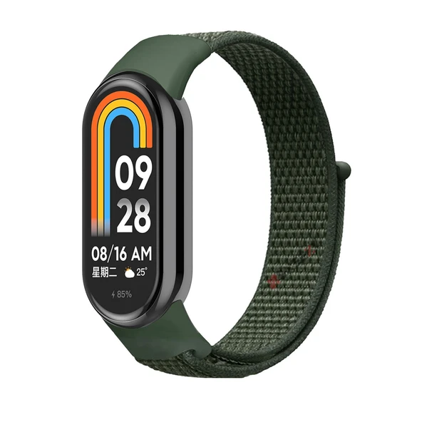 Xiaomi Mi Band 9 İle Uyumlu Hasır Nylon Akıllı Bileklik Kordon - Saat Kordonu  Haki ürün görseli 1