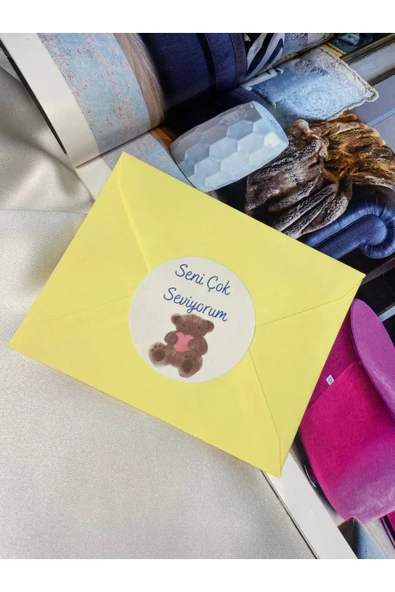 Seni Çok Seviyorum Etiketi Kalpli Ayıcık Çiçekçi Hediye Süpriz Love You 4 Cm (40 Adet) ürün görseli 1