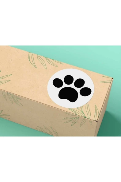Siyah Pati Yuvarlak Mat Etiket Black Paw Pet Hayvan Animal Sticker 4 Cm - 40 Adet ürün görseli 1