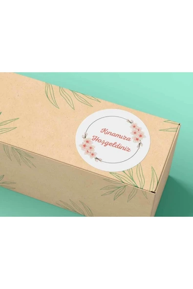 Kınamıza Hoşgeldiniz Mat Etiket Sade Sticker Yuvarlak 4 Cm - 40 Adet ürün görseli 1