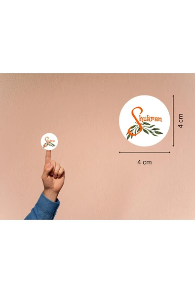 Shukran Etiketleri Hediye Sticker Gift Arapça Teşekkür Yuvarlak Mat Çıkartma 4 Cm (40 ADET) ürün görseli 1