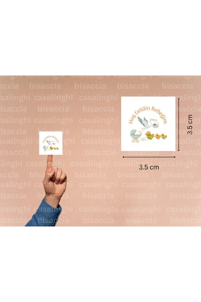 Hoş Geldin Bebeğim Etiketi Bebek Arabası Doğum Kutlama Mat Çıkartma Cute Sticker 3.5 Cm (45 Adet) ürün görseli 1