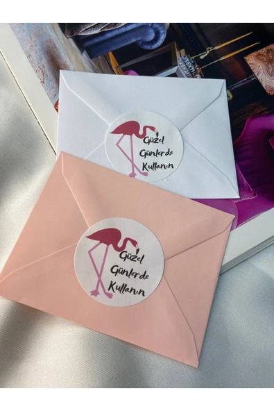 Flamingo Baskılı Güzel Günlerde Kullanın Etiketi Yuvarlak Mat Stıcker 4 Cm (100 Adet) ürün görseli 1