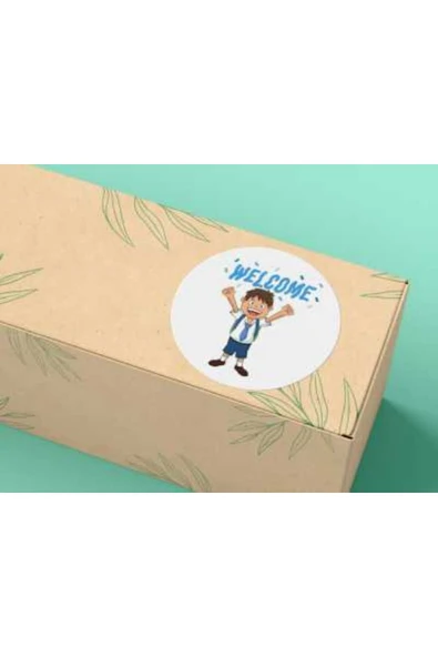 WELCOME Sticker Hoş Geldiniz Etiketi Mat Yuvarlak Sticker Welcome To Our Opening 4 Cm (40 ADET) ürün görseli 1