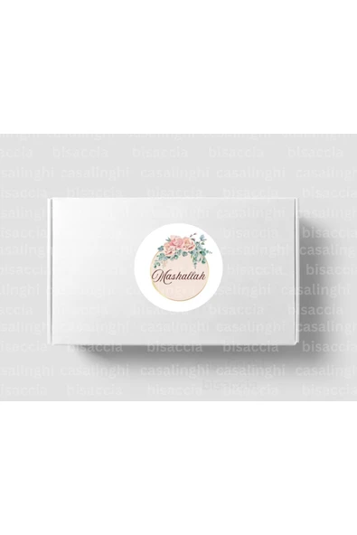 Çiçek Desenli Mashallah Etiketi Yuvarlak Mat Sticker Bebek Partisi Kutlama Mevlit 4 Cm (90 Adet) ürün görseli 1
