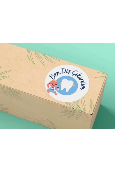 Erkek Bebek Ben Diş Çıkardım Sticker Diş Buğdayı Mavi Mat Etiket 4 Cm (40 ADET) ürün görseli 1