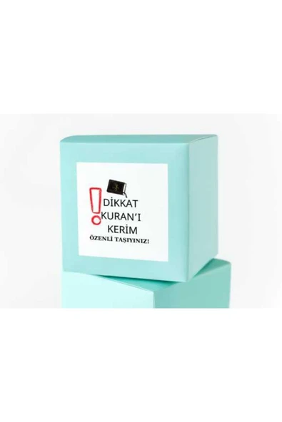 Dikkat KURAN'I KERİM ÖZENLİ TAŞIYINIZ! Etiketi Kare Mat Sticker  4.5 Cm (20 ADET) ürün görseli 1