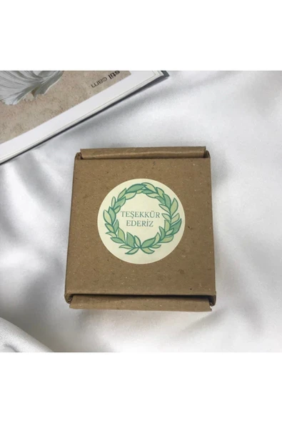 Teşekkür Ederiz Etiketi Green Theme Sticker Yeşil Çelenk Mat Paketleme Tebriği 4 Cm - 40 Adet ürün görseli 1