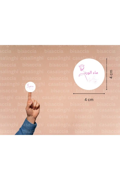 Arapça Gül Suyu Etiketi Yuvarlak Mat Çıkartma Hediyelik Pembe Gül Sticker 4 Cm (45 Adet) ürün görseli 1