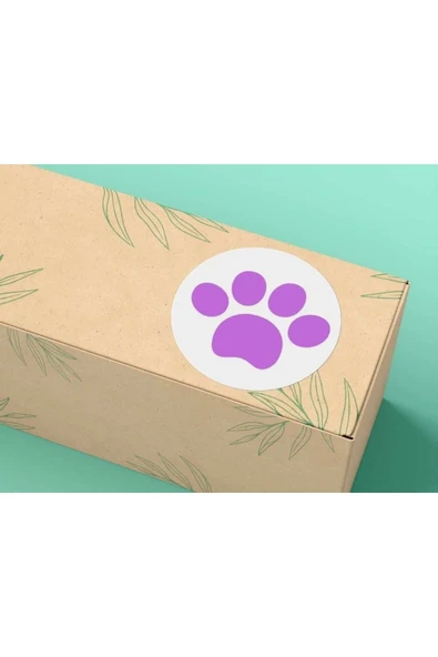 Pembe Pati Yuvarlak Mat Etiket Pınk Paw Stıcker Pet Hayvan 4 Cm - 40 Adet ürün görseli 1