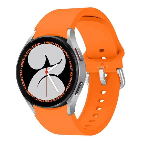 Samsung Galaxy Watch 4 5 Pro 40 42 44 45 46mm Uyumlu Orjinal Tasarım Kavisli PureLux Silikon Kordon  Turuncu ürün görseli 1