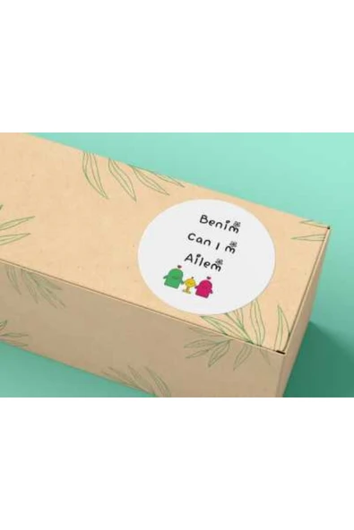 Benim Canım Ailem Etiketi Yuvarlak Mat Sticker My Family 4 cm (40 ADET) ürün görseli 1