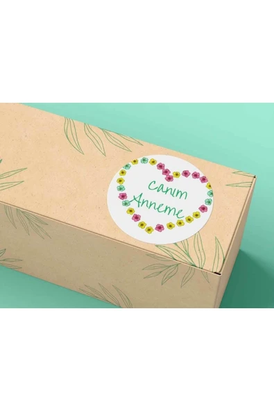 Anneler Günü Etiketi Çiçekli Kalp Canım Anneme My Mom Sticker 4 Cm (40 Adet) ürün görseli 1