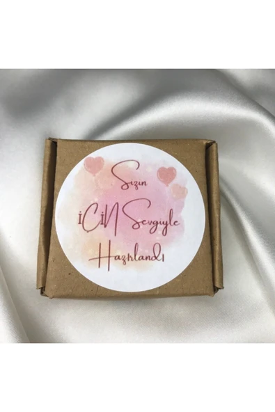 6 Cm - Sizin Için Sevgiyle Hazırlandı Sticker Mat Etiket (40 Adet) ürün görseli 1