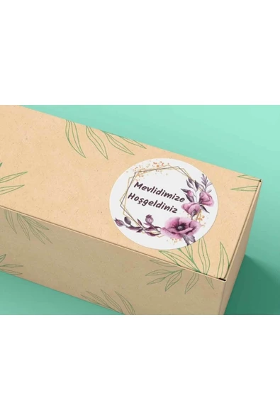Mevlid Etiketi Mevlidimize Hoşgeldiniz Yuvarlak Sticker Mevlud 4 Cm (100 Adet) ürün görseli 1