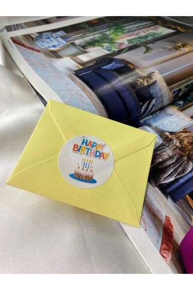 Bırthday Stıcker Cake Etiketi Yuvarlak Mat Stıcker Doğum Günü Serisi 4 Cm (40 Adet) ürün görseli 1