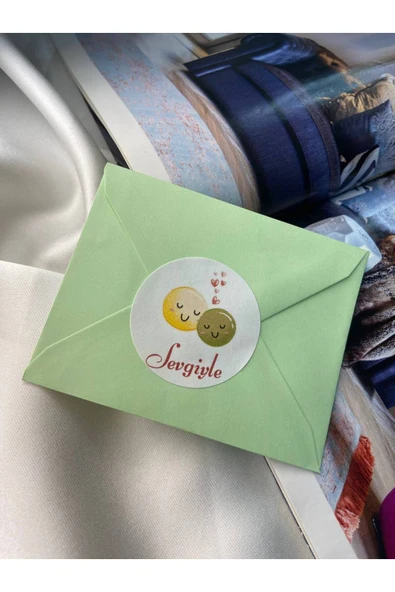 Gülen Suratlar Temalı Sevgiyle 4 Etiketi Yuvarlak Mat Stıcker 4 Cm (100 Adet) ürün görseli 1