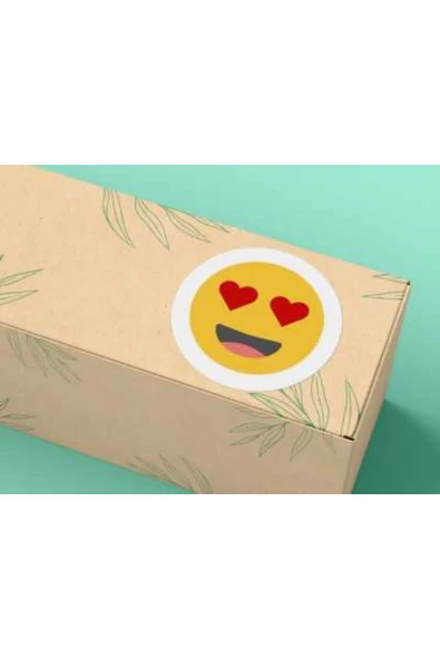 Kalpli Sevimli Gülen Surat Yuvarlak Mat Etiket Cute Round Sticker 3 Cm (95 Adet) ürün görseli 1
