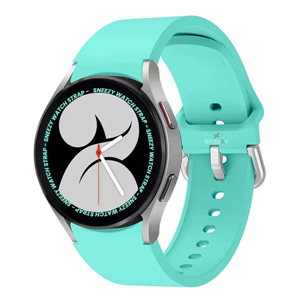 Samsung Galaxy Watch 4 5 Pro 40 42 44 45 46mm Uyumlu Orjinal Tasarım Kavisli PureLux Silikon Kordon  Turkuaz ürün görseli 1