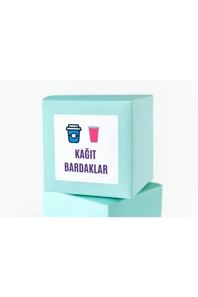 Kağıt Bardak Temalı Özel Seri Etiket Kare Mat Sticker Thank You Serisi 4.5 Cm (40 Adet) ürün görseli 1