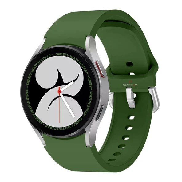 Samsung Galaxy Watch 4 5 Pro 40 42 44 45 46mm Uyumlu Orjinal Tasarım Kavisli PureLux Silikon Kordon  Haki ürün görseli 1