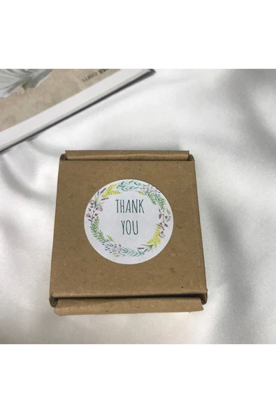 Thank You Çelenk Çiçek Mat Etiket Memnuniyet Serisi Adesivo 4 Cm - 40 Adet ürün görseli 1