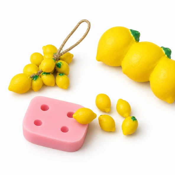 1247 - Silikon Kalıp Mum Kalıbı - 4lü Yaprak Detay Küçük Limon ürün görseli 1