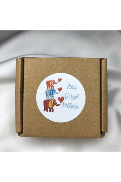 Nice Güzel Yıllara Etiketi Filler Elephants Stickers Birthday New Year Anniversary 4 Cm (40 Adet) ürün görseli 1