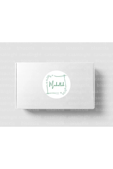 Yeşil Renkli Mashallah Etiketi Yuvarlak Mat Sticker Bebek Partisi Kutlama Mevlit 4 Cm (90 Adet) ürün görseli 1