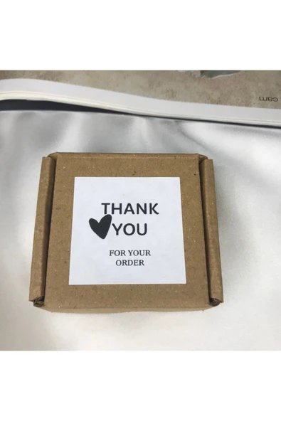 Thank You For Your Order Mat Etiket Siparişiniz Için Teşekkürler Black Kalp Kare 4.5 Cm - 40 Adet ürün görseli 1