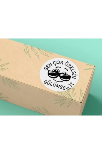 Siyah Renginde Sen Çok Özelsin Gülümse Etiketi Renkli Yuvarlak Mat Sticker 4 Cm (40 Adet) ürün görseli 1