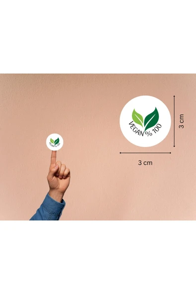 Beyaz Vegan Yeşil Gıda Etiketleri Alerjen Yuvarlak Mat Sticker 3 Cm (95 Adet) ürün görseli 1