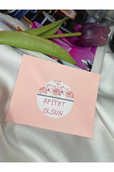 Afiyet Olsun Etiket Çiçekli Model 1 Mat Sticker 4 Cm (40 Adet) ürün görseli 1