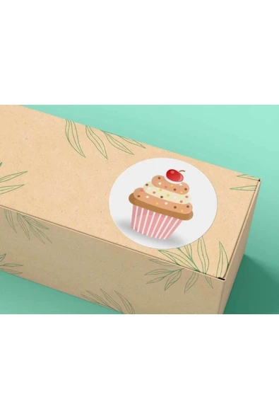 Cupcake Pasta Etiketi Tatlı Kek Mat Sticker 3 Cm (95 Adet) ürün görseli 1