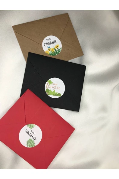 Organik Doğal Etiketi Karışık Mat Stıcker 4 Cm (100 Adet) ürün görseli 1