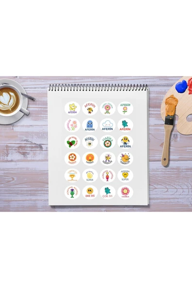 Karışık Başarılar Tebrikler Etiketi Öğrenci Öğretmen Mat Çıkartma Ödül Etiketleri 4 Cm (24 Adet) ürün görseli 1