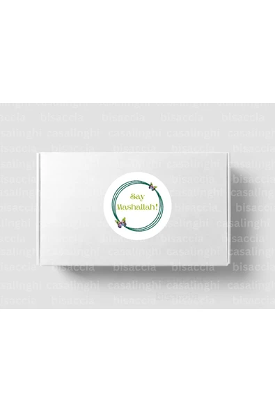 İngilizce Say Mashallah! Etiketi Yuvarlak Mat Sticker Maşallah De Nazar Değmesin 4 Cm (90 ADET) ürün görseli 1