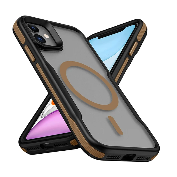 iPhone 11 Kılıf Magsafe Şarj Özellikli Renkli Kenar Airbag Şeritli Lüx Kapak ürün görseli 1