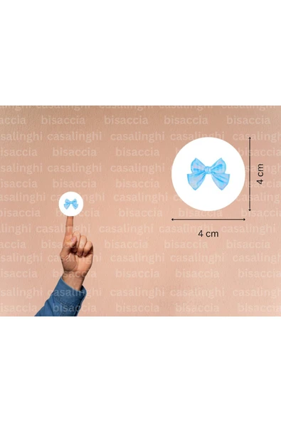 Mavi Kurdele Etiket Fiyonk Baskılı Yuvarlak Mat Çıkartma Round Sticker 4 Cm (45 Adet) ürün görseli 1