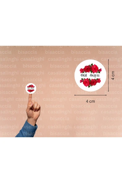 Gül Suyu Etiketi Kolonya Sticker Gül Baskılı Yuvarlak Mat Çıkartma 4 Cm (45 Adet) ürün görseli 1