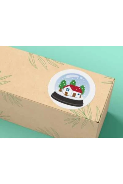 Kar Küresi Etiketi Yuvarlak Mat Çıkartma Round Sticker 4 Cm (20 Adet) ürün görseli 1
