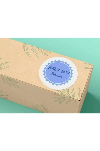 Baby Boy Shower Etiketi Mavi Sevimli Sticker Mat Etiket Baby Shower Serisi 4 Cm (40 Adet) ürün görseli 1