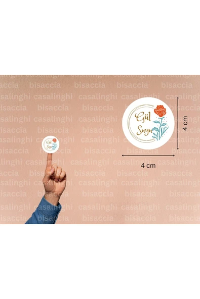Gül Suyu Yazılı Etiket Gül Baskılı Yuvarlak Mat Çıkartma Kolonya Sticker Hediyelik 4 Cm (45 Adet) ürün görseli 1
